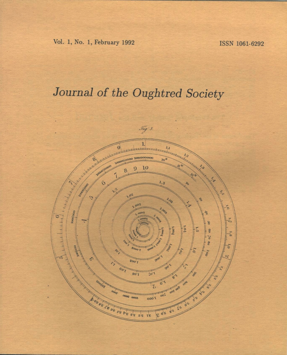 Cover picture of JOS 1.1, showing image from Roget’s 1815 article to the Royal Society, London. Image courtesy Oughtred Society.