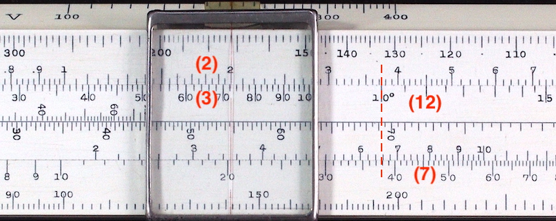 A Byoutou calculation on the Hemmi slide rule.