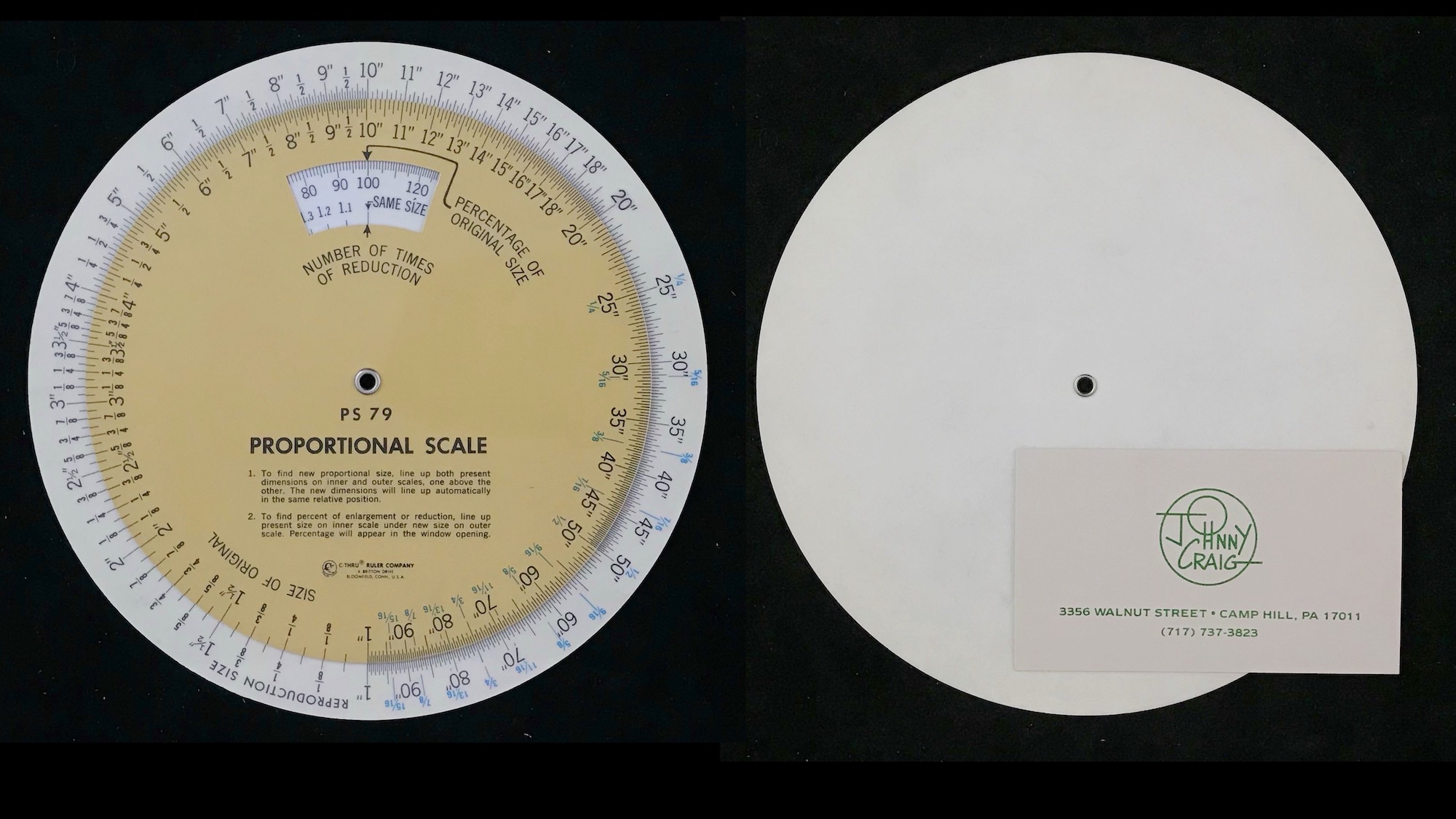Johnny Craig’s Proportional Scale, c. 1970, Model PS-79 by C-Thru Ruler Company, USA.