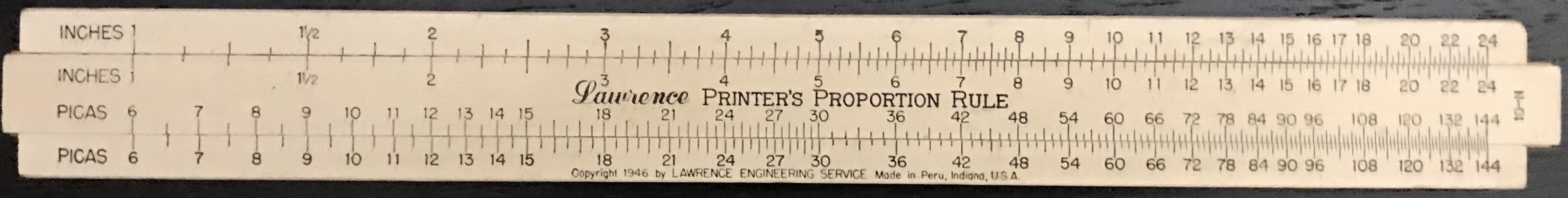 Lawrence Printer’s Proportion Rule, c. 1946.