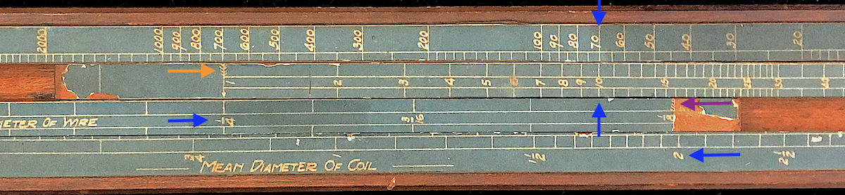 Spring rate calculation using the Sandish slide rule.